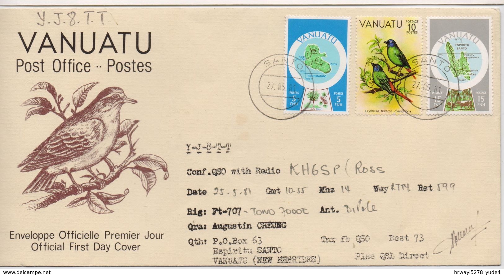 Vanuatu 1981, Special Cover. Birds, With Radio-callsign And Details. - Vanuatu (1980-...)