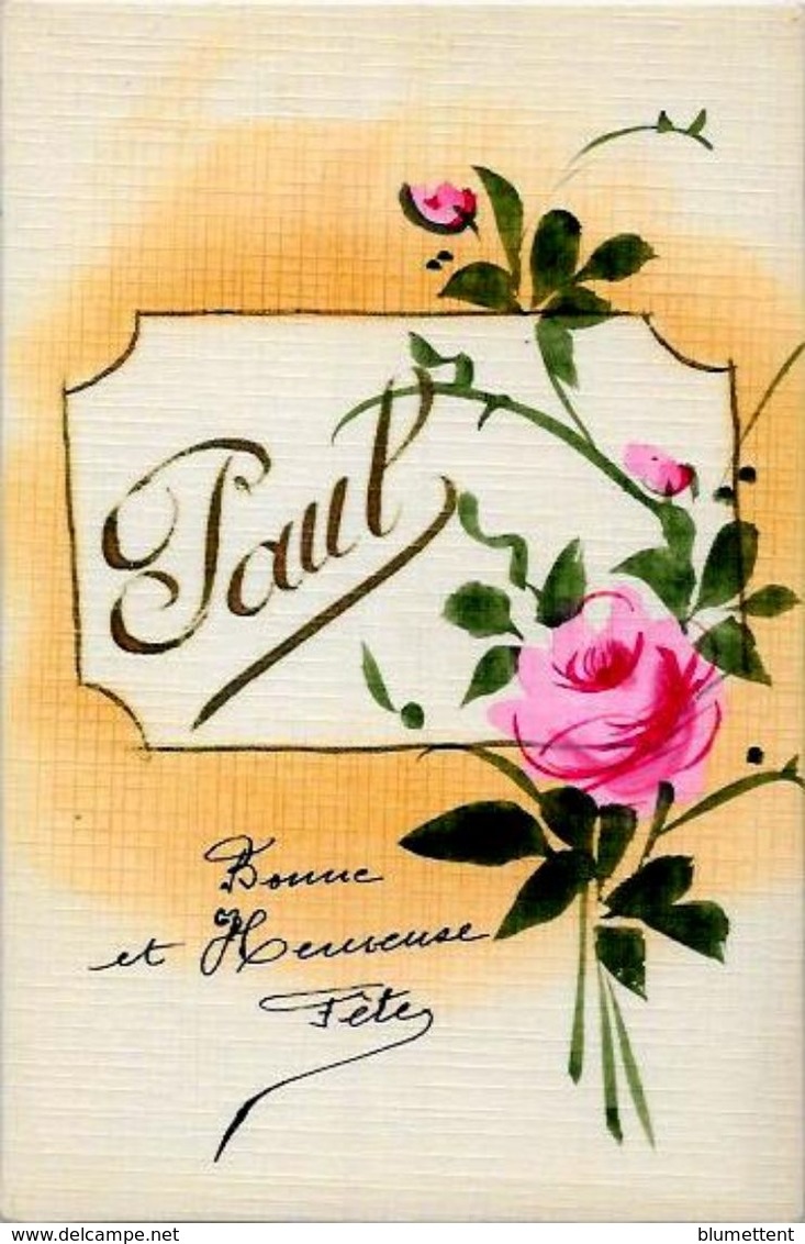 CPA Prénom Non Circulé Peinte à La Main Fleurs Paul - Firstnames