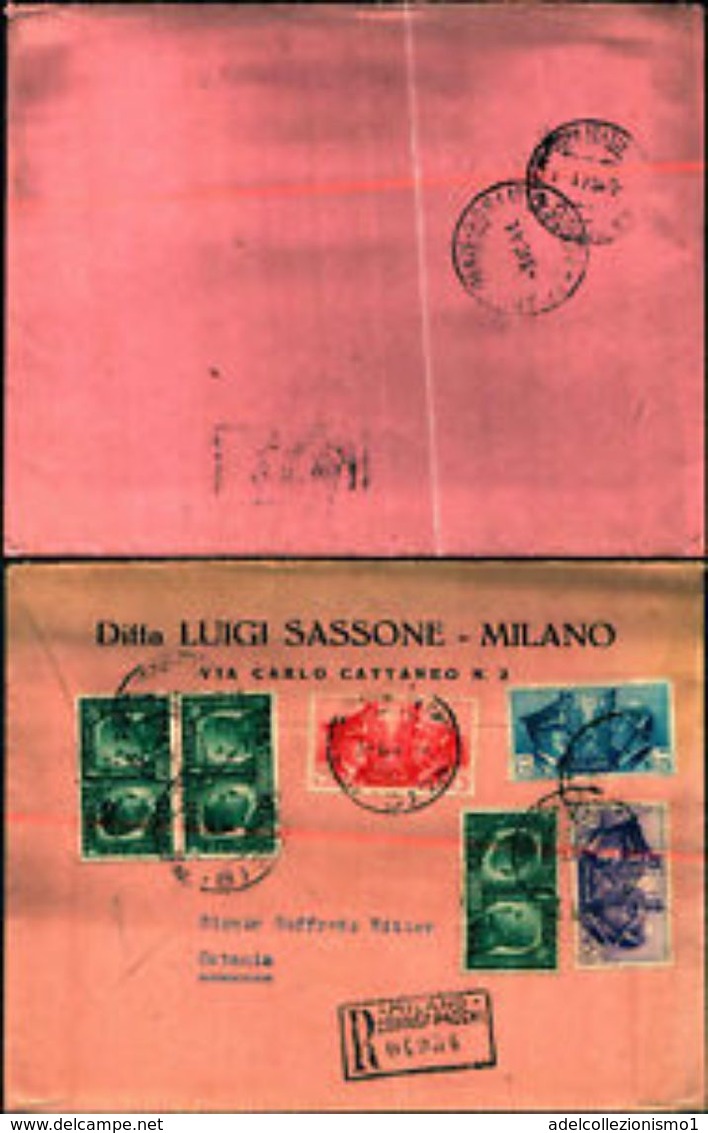 87002) RACCOMANDATA CON 3x25c.+50c.+75c.+1,25l. FRATELLANZA D'ARMI DA MILANO A CATANIA IL 3-10-1941 - Marcophilia