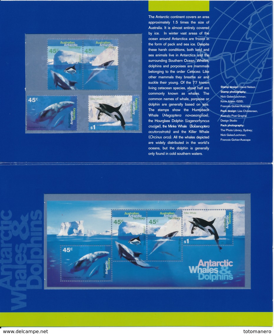 A.A.T. AUSTRALIAN ANTARCTIC TERRITORY 1995 WHALES & DOLPHINS PACK** - Nuovi