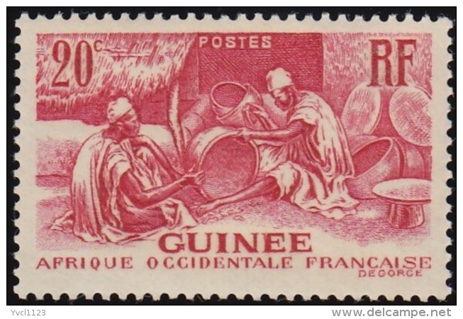 FRENCH GUINEA - Scott #134 Hausa Basket Workers / Mint H Stamp - Neufs