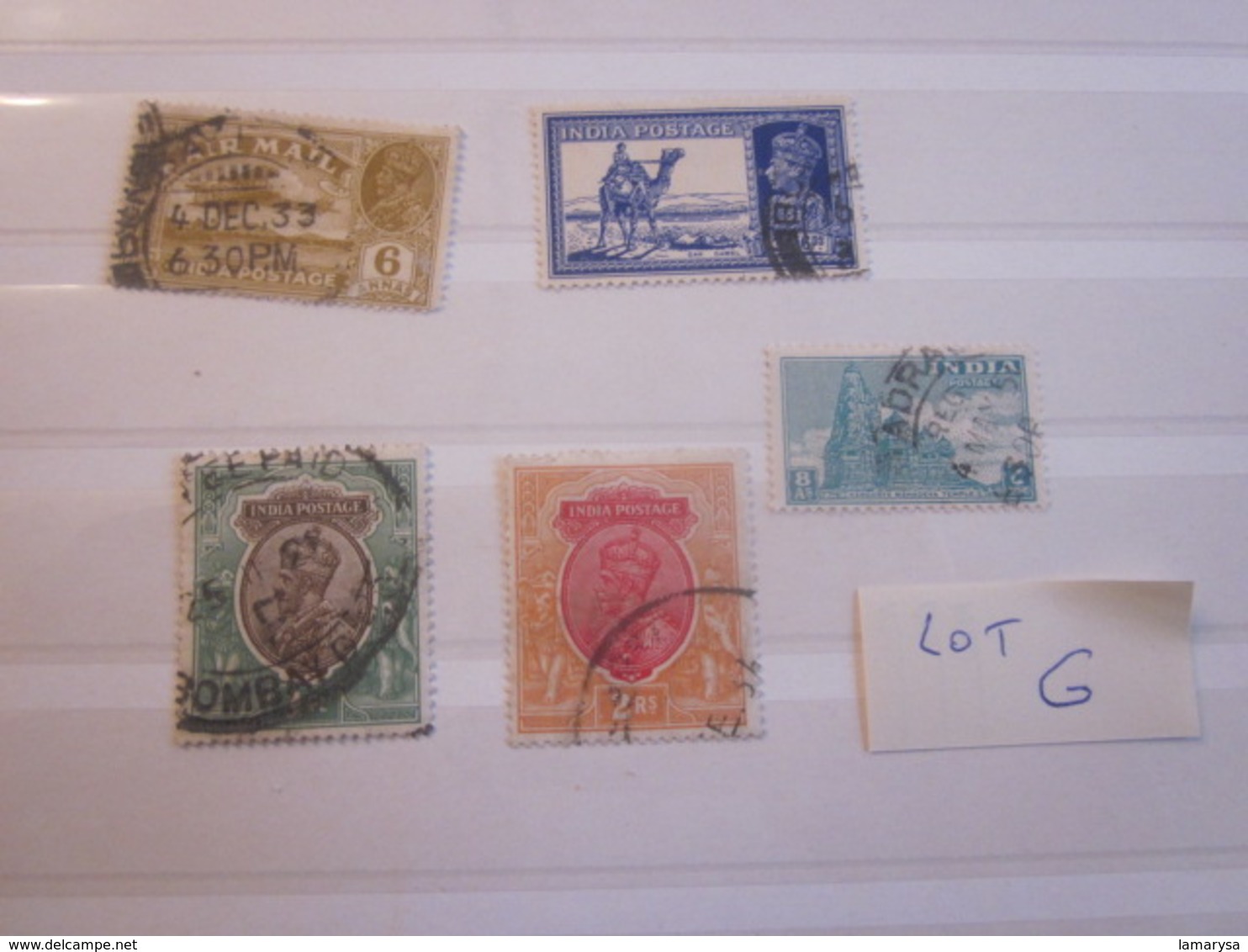 5 Stamps Timbres India Inde (...-1947) Europe Great-Britain Colony Grande-Bretagne Ex-colonie & Protectorat Britannique - 1854 Britse Indische Compagnie