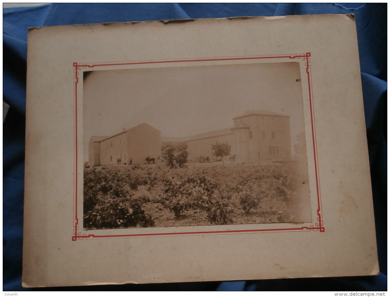 Grande Photo Sur Carton - Domaine Viticole (vinicole), Attelage, Tonneaux, Pontcermes, Vers 1890 L358 - Anciennes (Av. 1900)