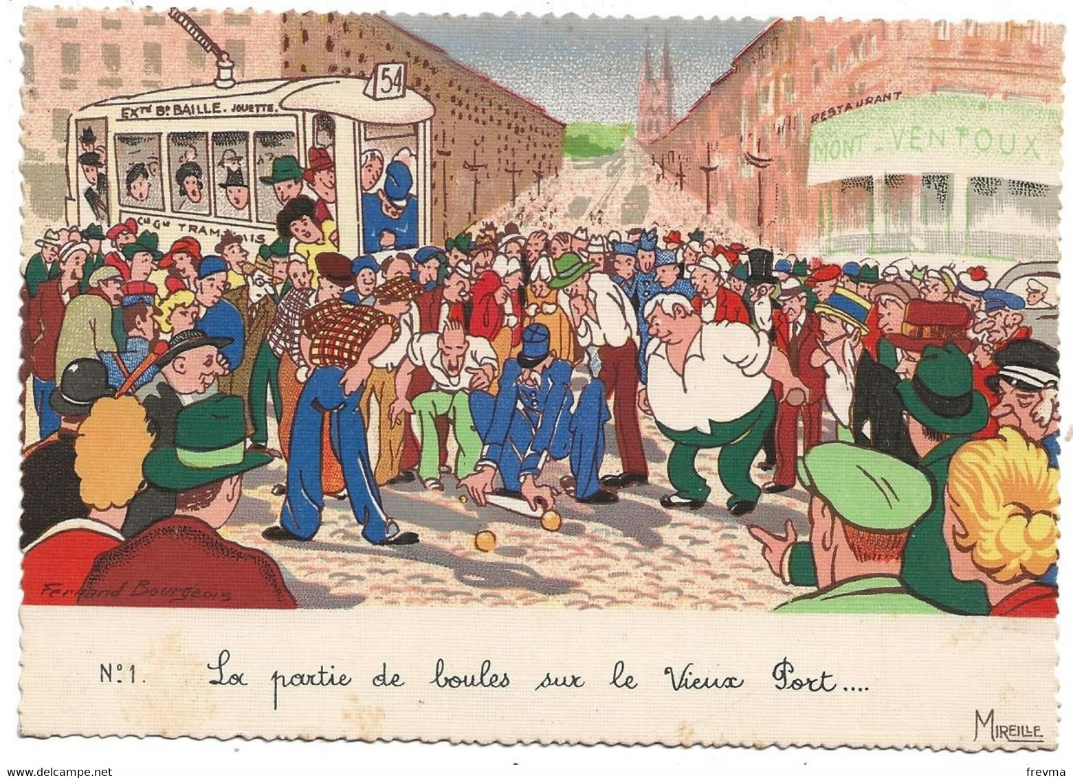 Illustrateur Fernand Bourgeois La Partie De Boule Sur Le Vieux Port - Bourgeois