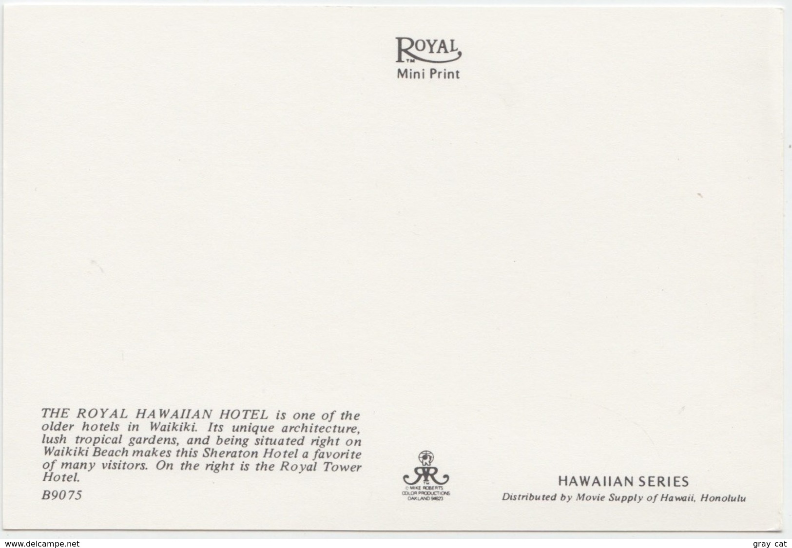 The Royal Hawaiian Hotel, Waikiki, Hawaii, Unused Postcard [20907] - Honolulu