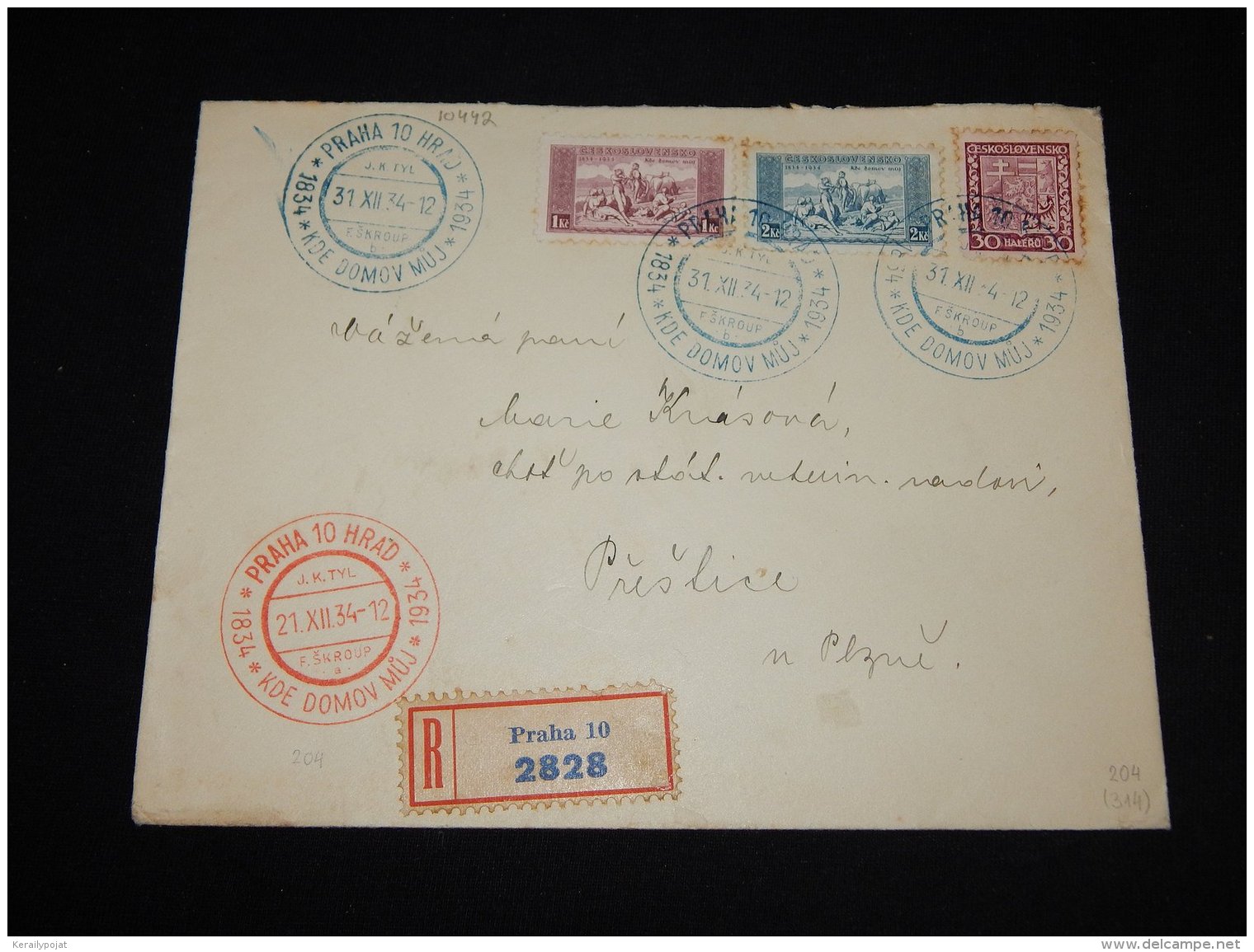 Czechoslovakia 1934 Praha 10 Registered Cover__(L-10442) - Storia Postale