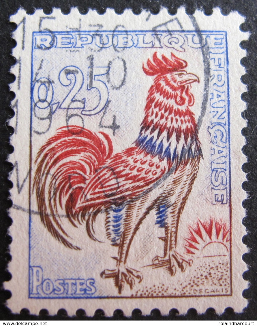 Lot FD/413 - 1962 - COQ DE DECARIS - N°1331d ☛ PAPIER FLUO ☛ TIMBRE SIGNE PAR UN EXPERT - Cote : 65,00 € - Used Stamps