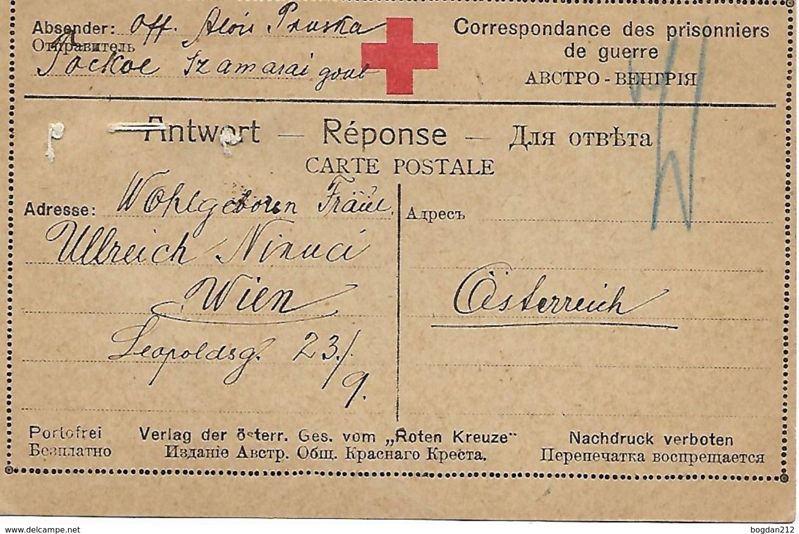 1917 - TOCKOE, Kreis KASAN ( Gefengene Post, Rote Kreutz ), 2 Scan - Rusland