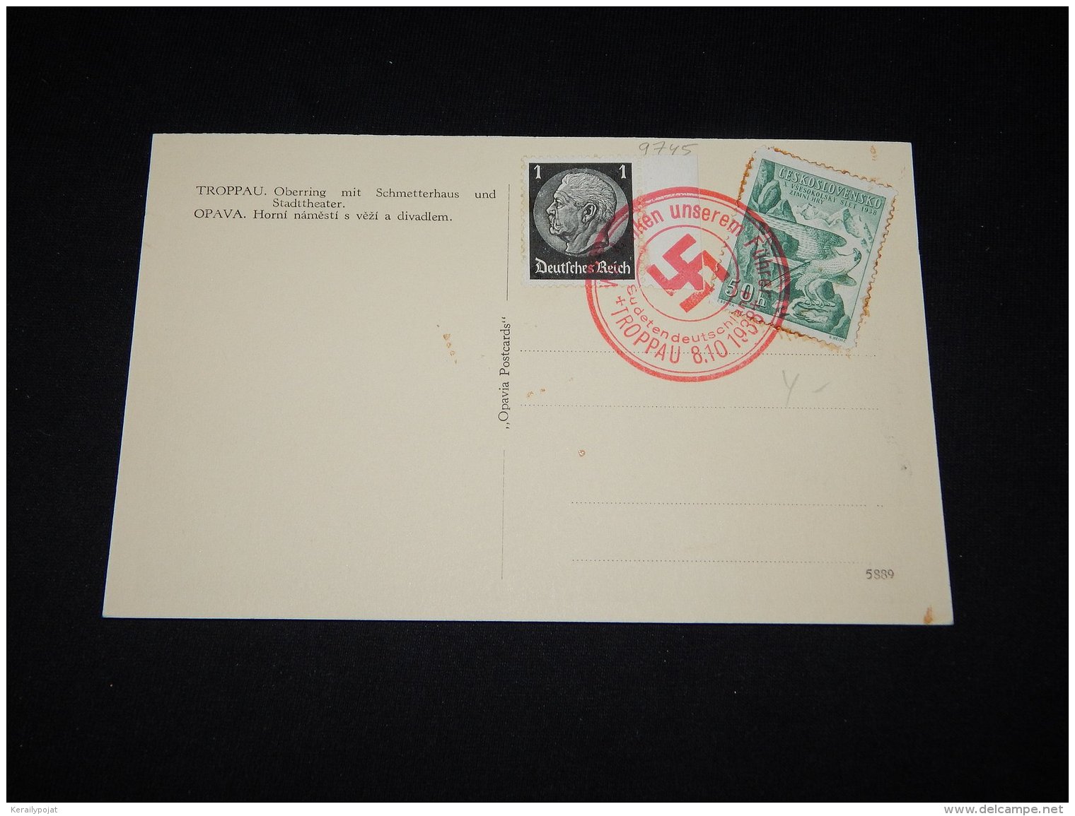 Germany 1938 Troppau Swastika Cancellation Postcard__(L-9745) - Briefe U. Dokumente