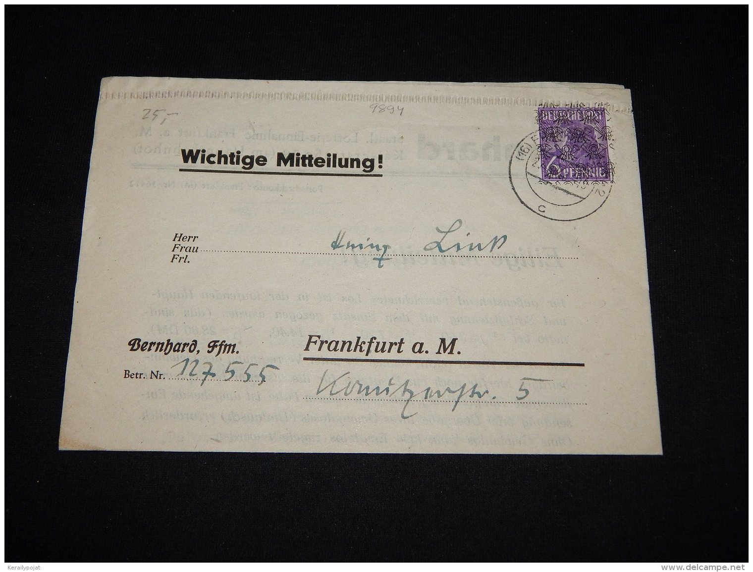 Germany Bizone 1948 Letter To Frankfurt__(L-9894) - Autres & Non Classés