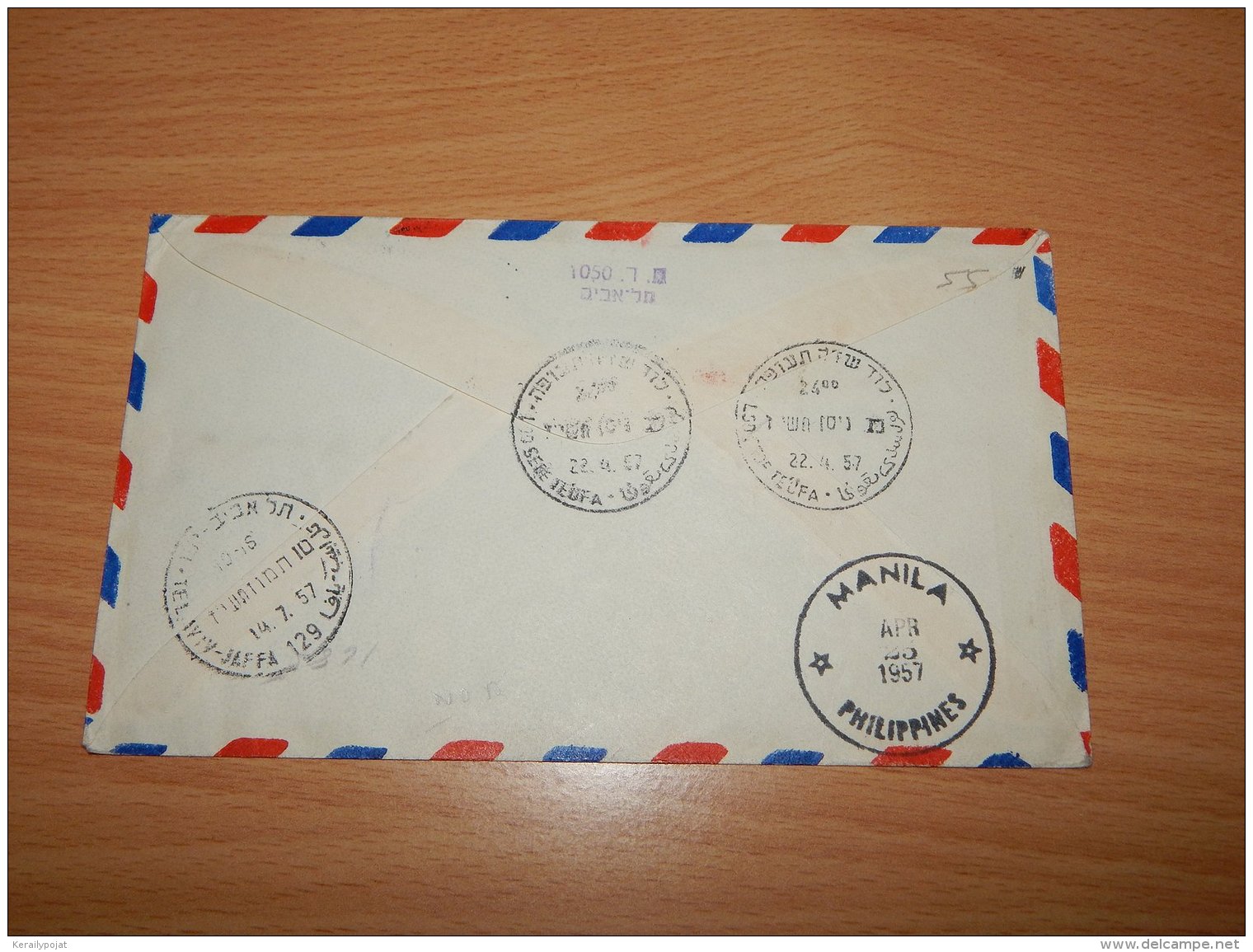 Israel 1957 Air France First Flight Lod-Manila__(L-7912) - Cartas & Documentos