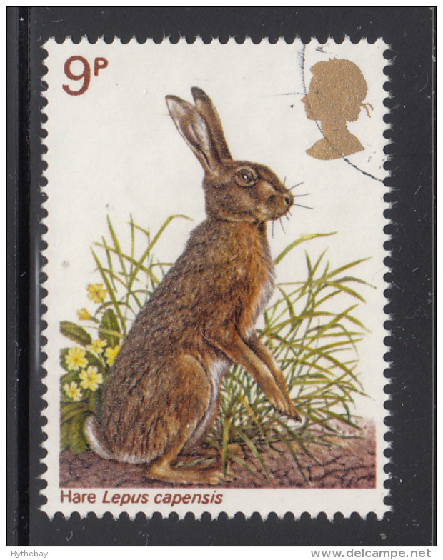 Great Britain 1977 Used Scott #817 9p Brown Hare Wildlife Protection - Oblitérés