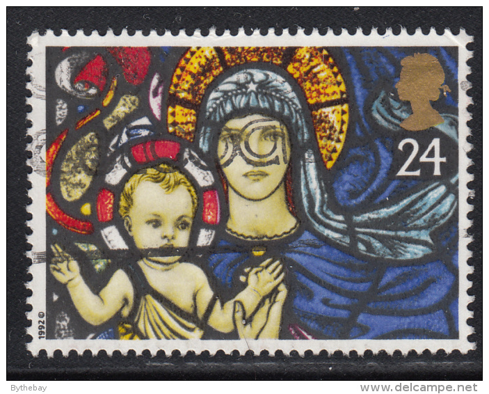 Great Britain 1992 Used Scott #1469 24p Madonna And Child Stained Glass Christmas - Oblitérés