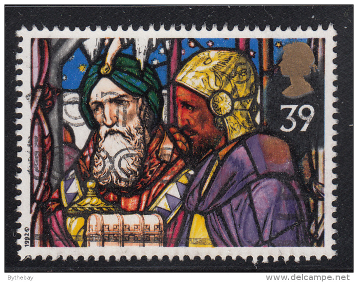 Great Britain 1992 Used Scott #1472 39p Kings, Gifts Stained Glass Christmas - Noël