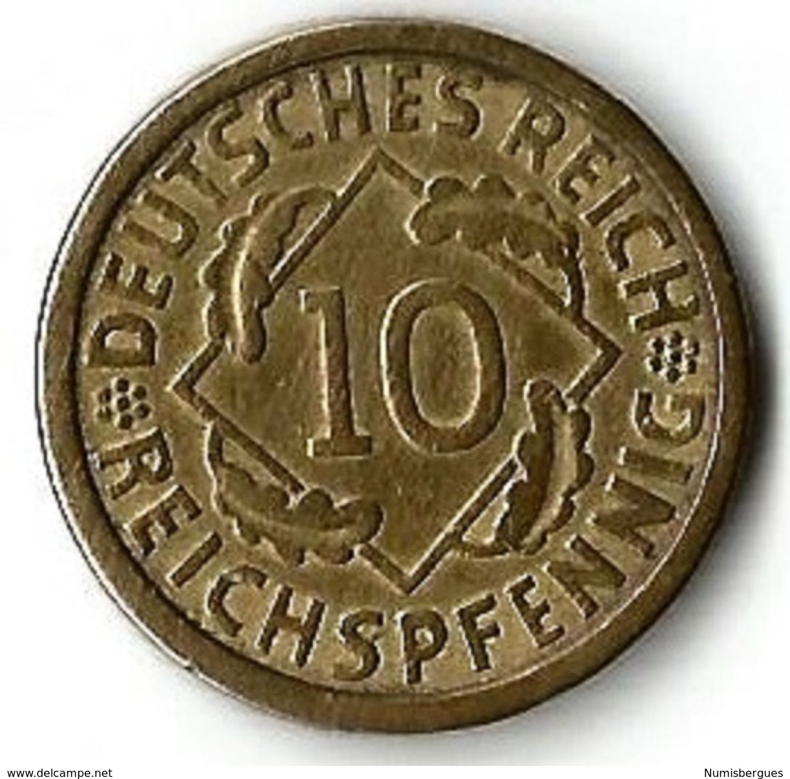 Pièces De Monnaie 10 Reichspfennig 1924J - 10 Rentenpfennig & 10 Reichspfennig