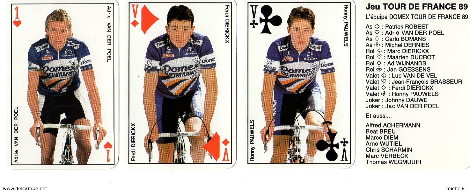 Jeu De 54 Cartes - Le Tour De France 1989 - Equipe DOMEX - Cyclisme, Cycling, Vélo - 54 Cartes