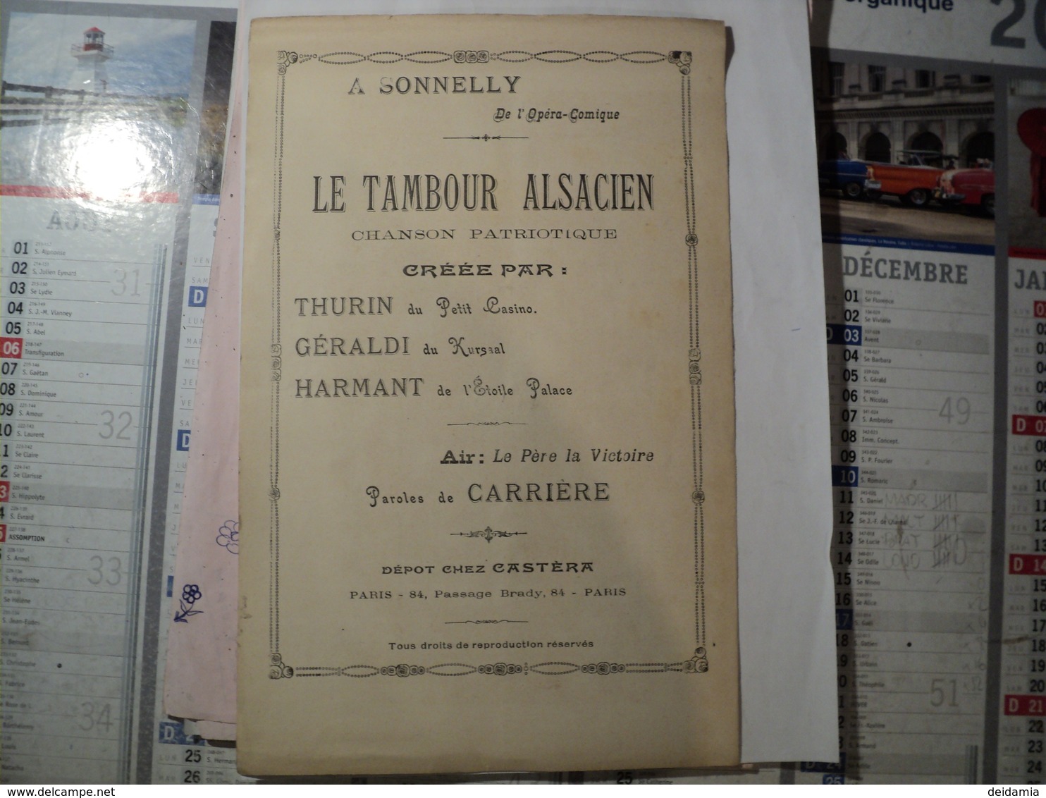 PARTITION LE TAMBOUR ALSACIEN. DEBUT XX° OU FIN XIX°? A. SONNELLY DE L OPERA COMIQUE. CHANSON PATRIOTIQUE - Jazz