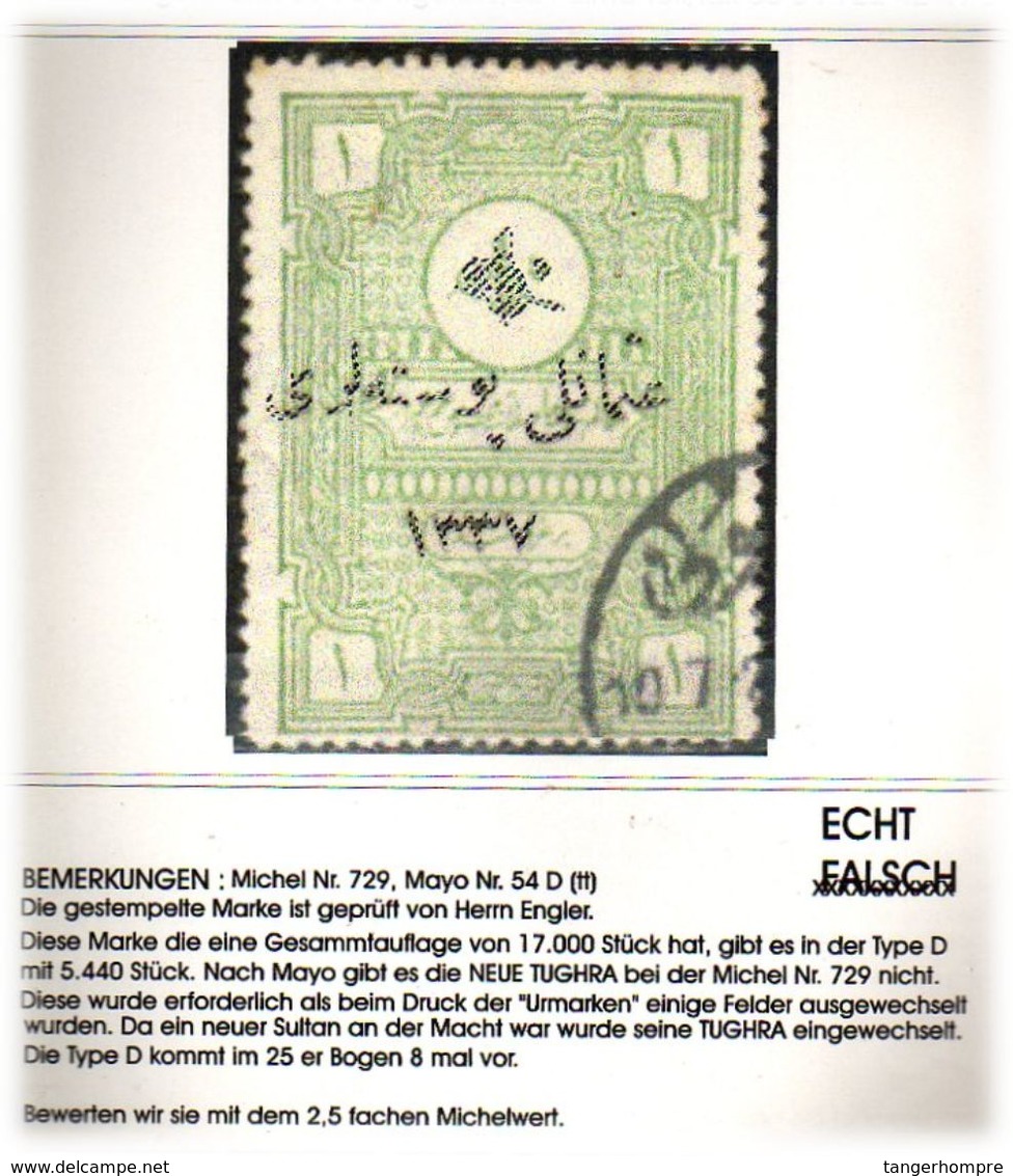 TURKEY , EARLY OTTOMAN SPECIALIZED FOR SPECIALIST, SEE...Mi. Nr. 729 - Mayo 54 Dtt - 1920-21 Anatolie