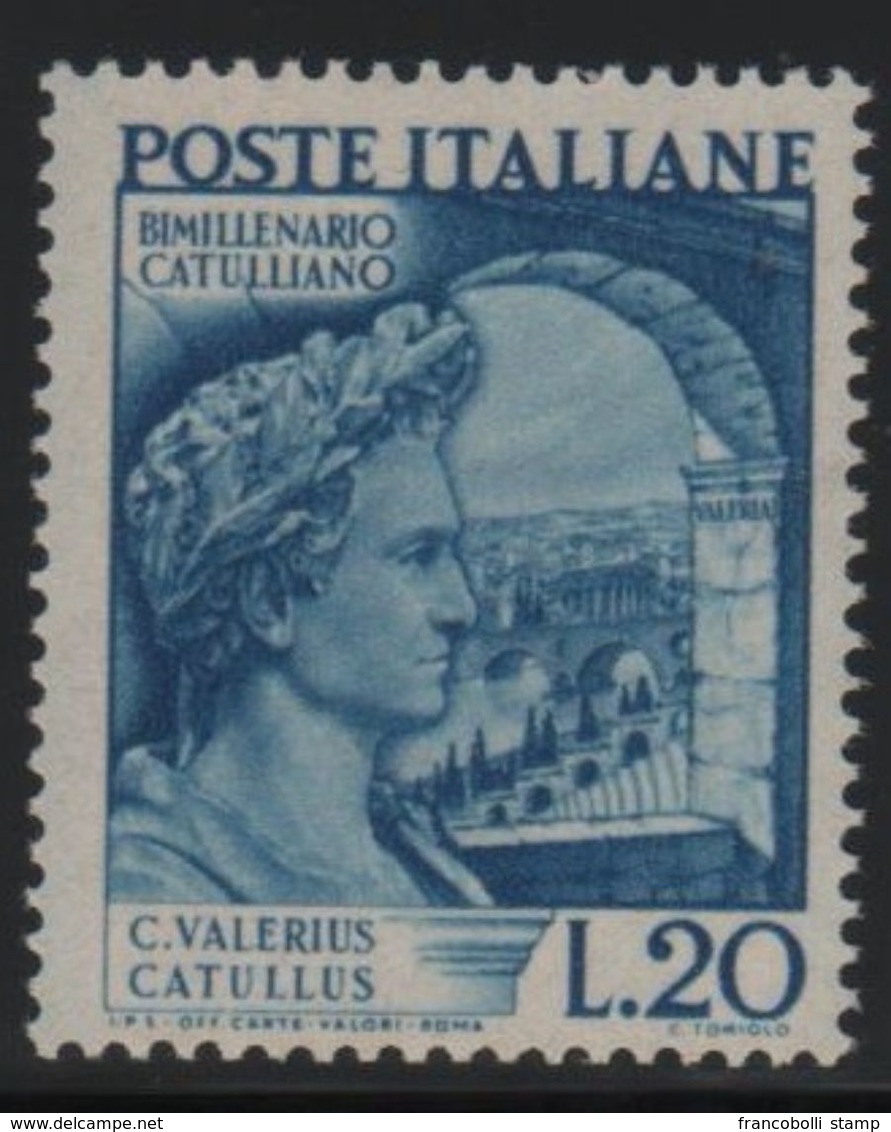 1949 Francobolli Repubblica Catullo 20 L. MNH - 1946-60: Nieuw/plakker