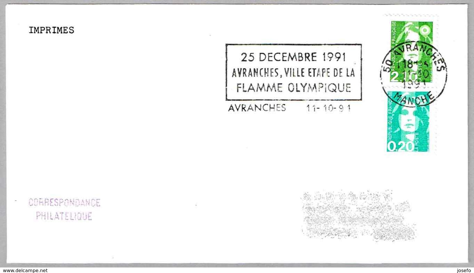 Albertville'92. PASO DE LA ANTORCHA OLIMPICA - Olympic Torch Relay. Avranches 1991 - Invierno 1992: Albertville