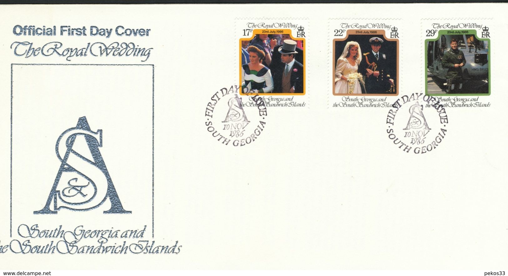 Falklandinseln, S.-Georgien U. D. S.-S.-Inseln  - Mi.Nr. 147 .149  FDC Hochzeit Von Prinz Andrew Und Sarah Ferguson - Falklandinseln