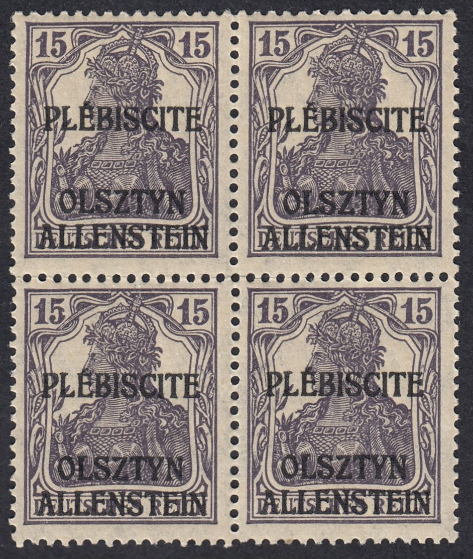 ALLENSTEIN - 1920 - Quartina Di Yvert 3, Nuova MNH; Plebiscito Olsztyn Allenstein . - Altri & Non Classificati