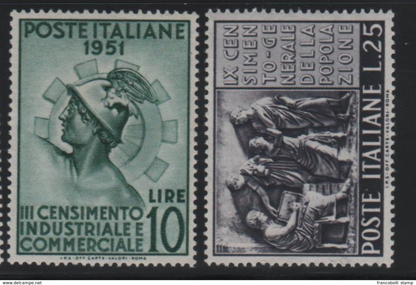 1951 Francobolli Repubblica Censimento Industriale MNH - 1946-60: Nuovi