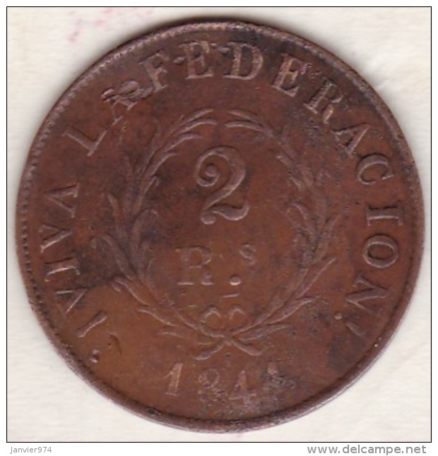 ARGENTINE. BUENOS AIRES. 2 REALES 1844. Copper .KM# 8 - Argentine