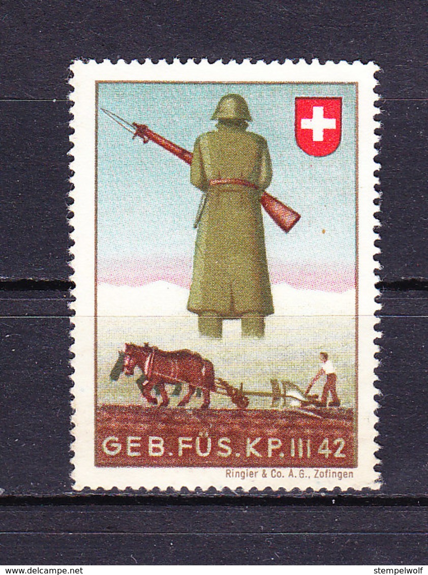 Soldatenmarke, Geb. Fues. KP. III, 1942, Ungebraucht (45866) - Vignettes