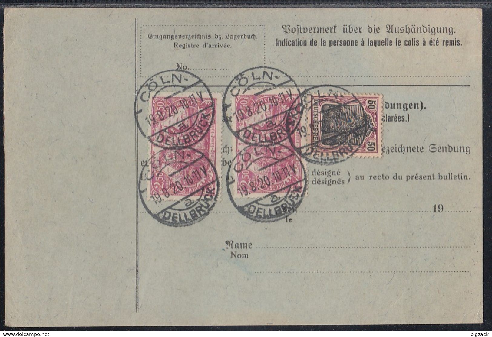 DR Paketkarte Mif Minr.91II,3x 115 Cöln-Dellbrück 19.8.20 Gel. In Schweiz - Briefe U. Dokumente