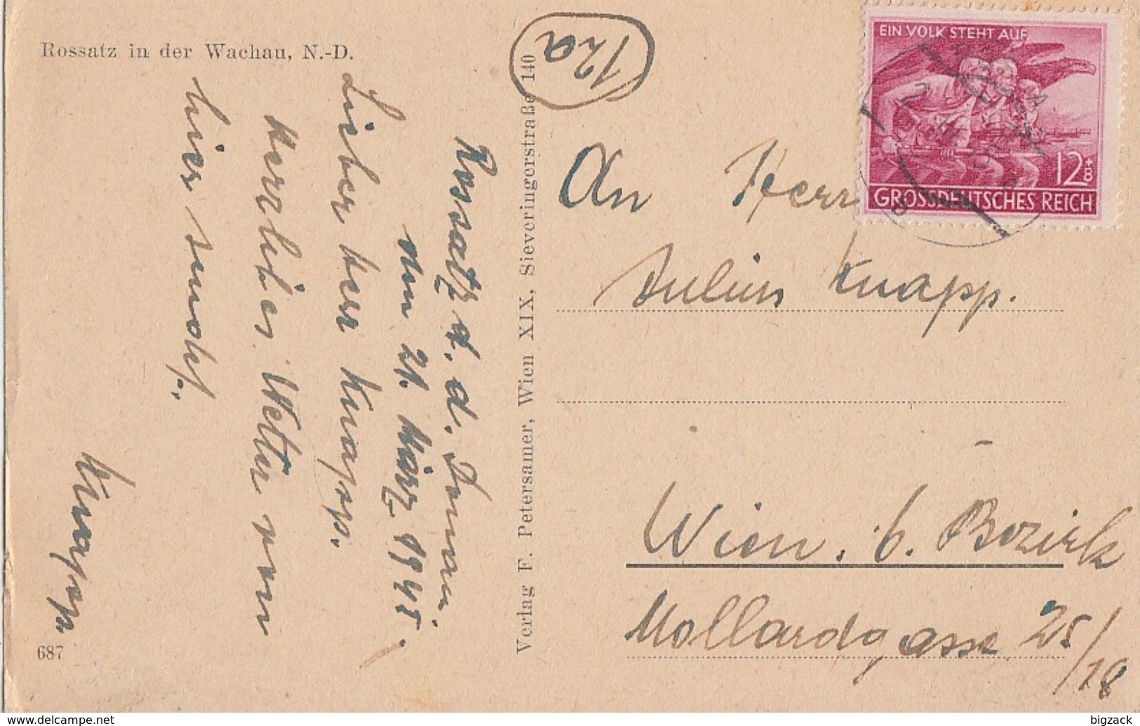 DR AK Rossatz In Der Wachau EF Minr.908 Rossatz 21.3.45 Gel. Nach Wien - Briefe U. Dokumente