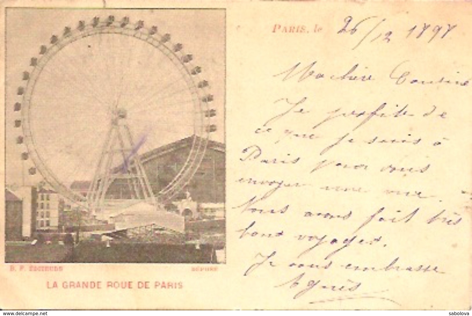 Grande Roue Paris 1898 Cachet Luxembourgeois Sur Timbres Français - Expositions