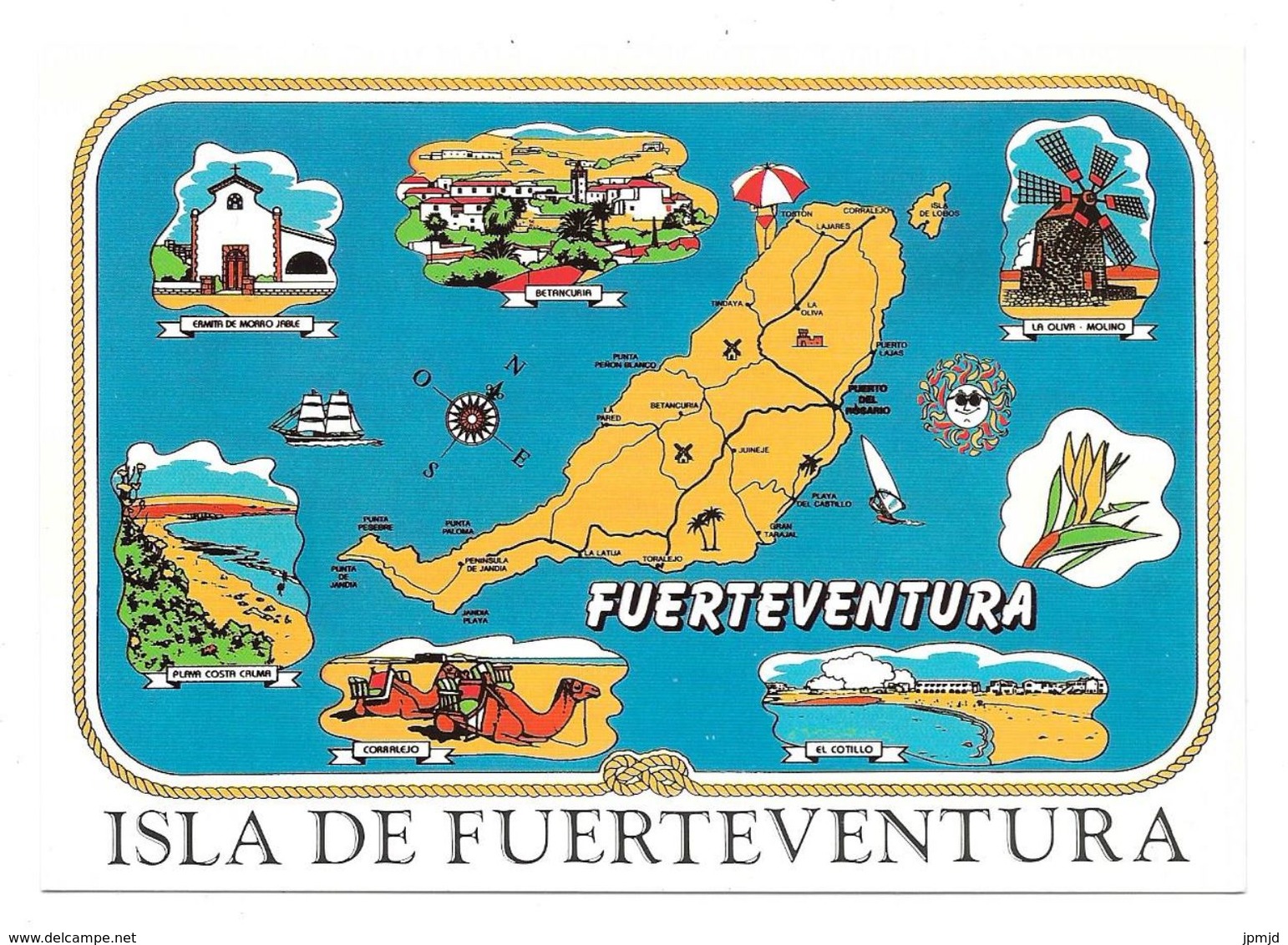 Islas Canarias - FUERTEVENTURA - BRITO & MANZANO No. 105 F - Carte Illustrée De L'Ile - Fuerteventura