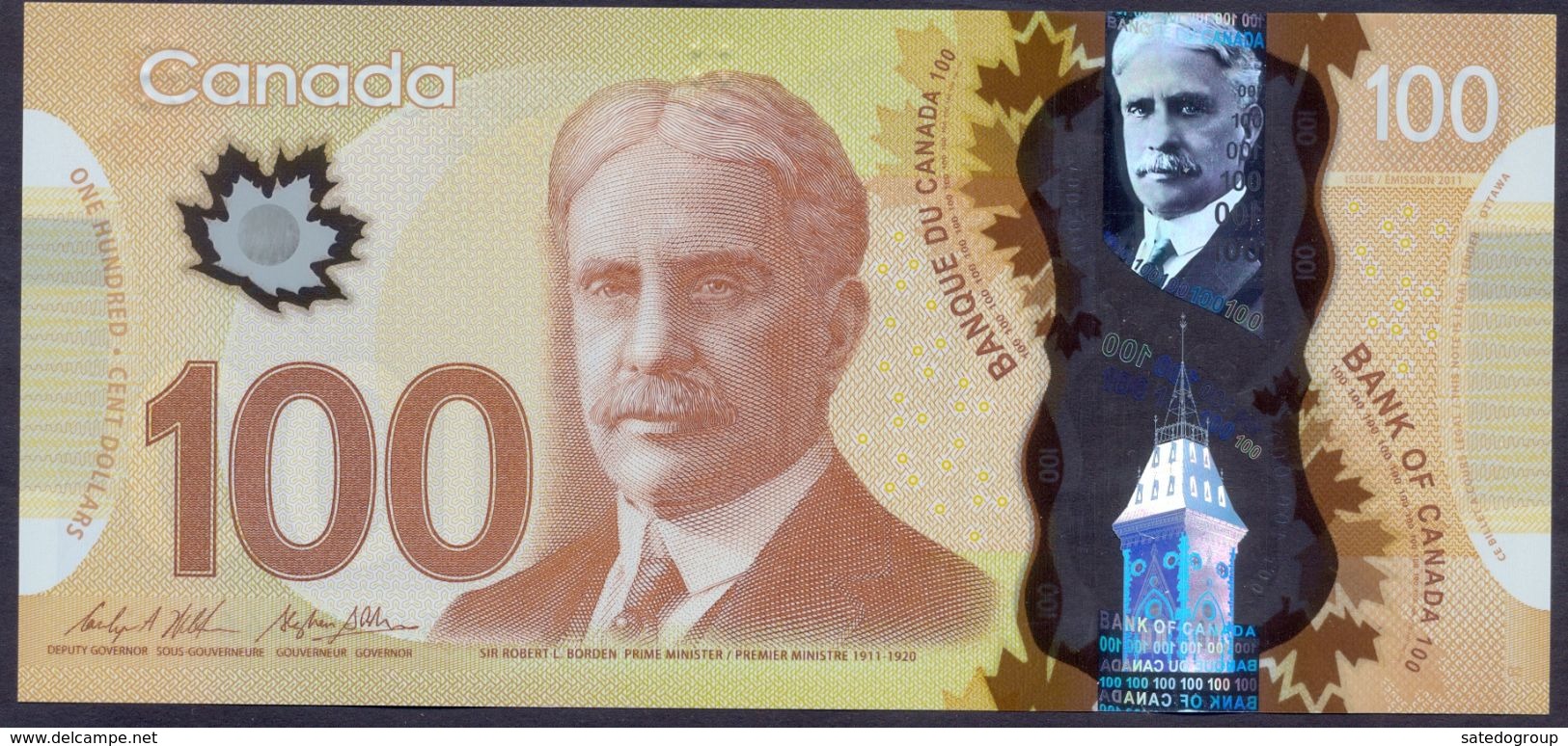 Canada 100 Dollars 2011 UNC P- 110c Polymer < Signatures: Wilkins & Stephen Poloz > - Canada