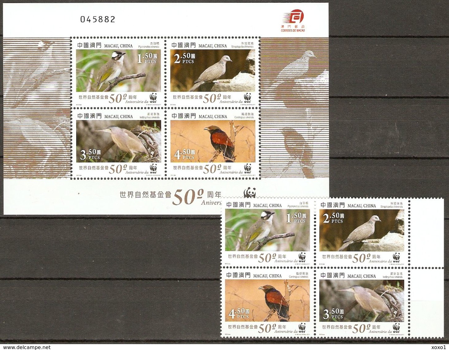 Macau China 2011 Mi.No. 1747 - 1750 (Block 197) Birds WWF 4v+1 MNH** 22.50 € - Unused Stamps