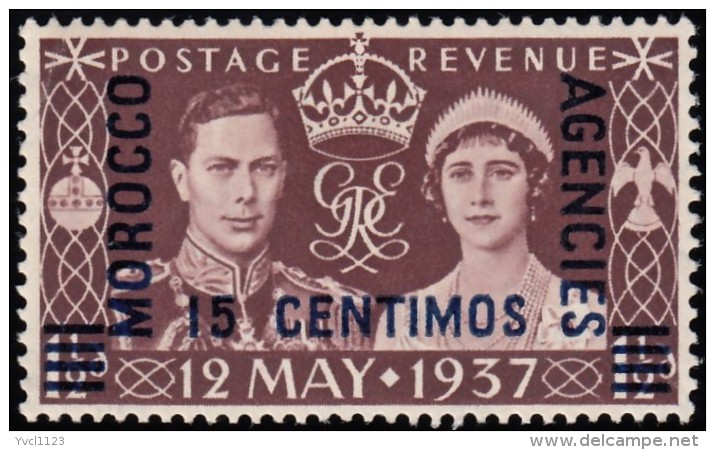 GREAT BRITAIN OFFICE IN MOROCCO - Scott #82 King George VI &amp; Queen Elizabeth 'Surcharged' / Mint H Stamp - Morocco Agencies / Tangier (...-1958)