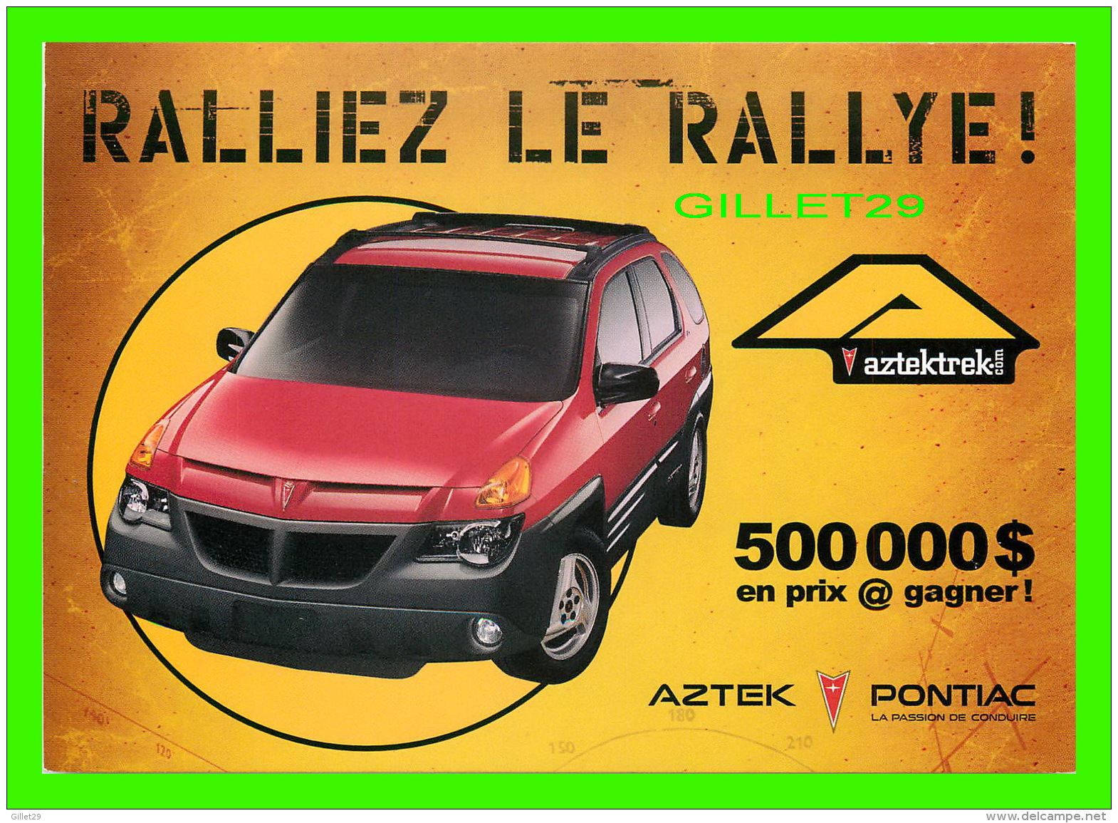 VOITURES DE TOURISME - PUBLICITÉ  AXTEK, PONTIAS - RALLIEZ LE RALLYE !  2000 - ZOOM CARDS - - Voitures De Tourisme