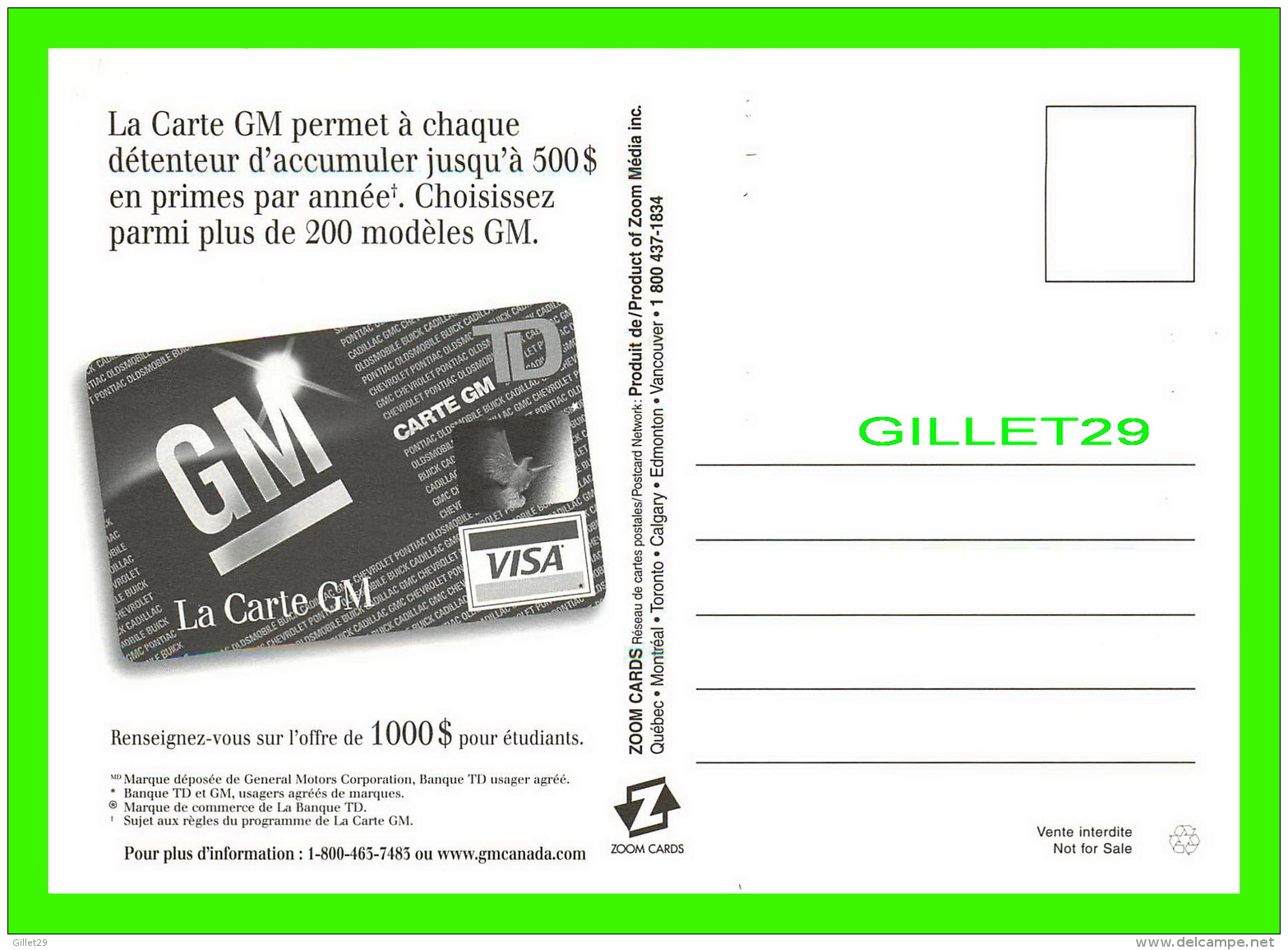 VOITURES DE TOURISME - PUBLICITÉ  SUNFIRE DE GM - ALLUMETTE, LA CARTE GM - ZOOM CARD - - Voitures De Tourisme