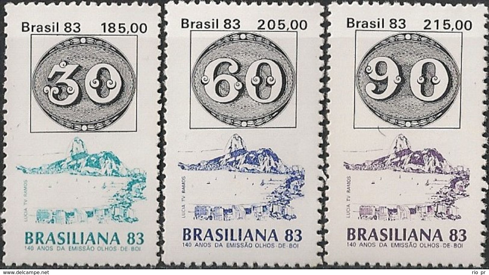 BRAZIL - COMPLETE SET BRASILIANA'83, RIO DE JANEIRO (BULL'S EYES STAMPS) 1983 - MNH - Expositions Philatéliques