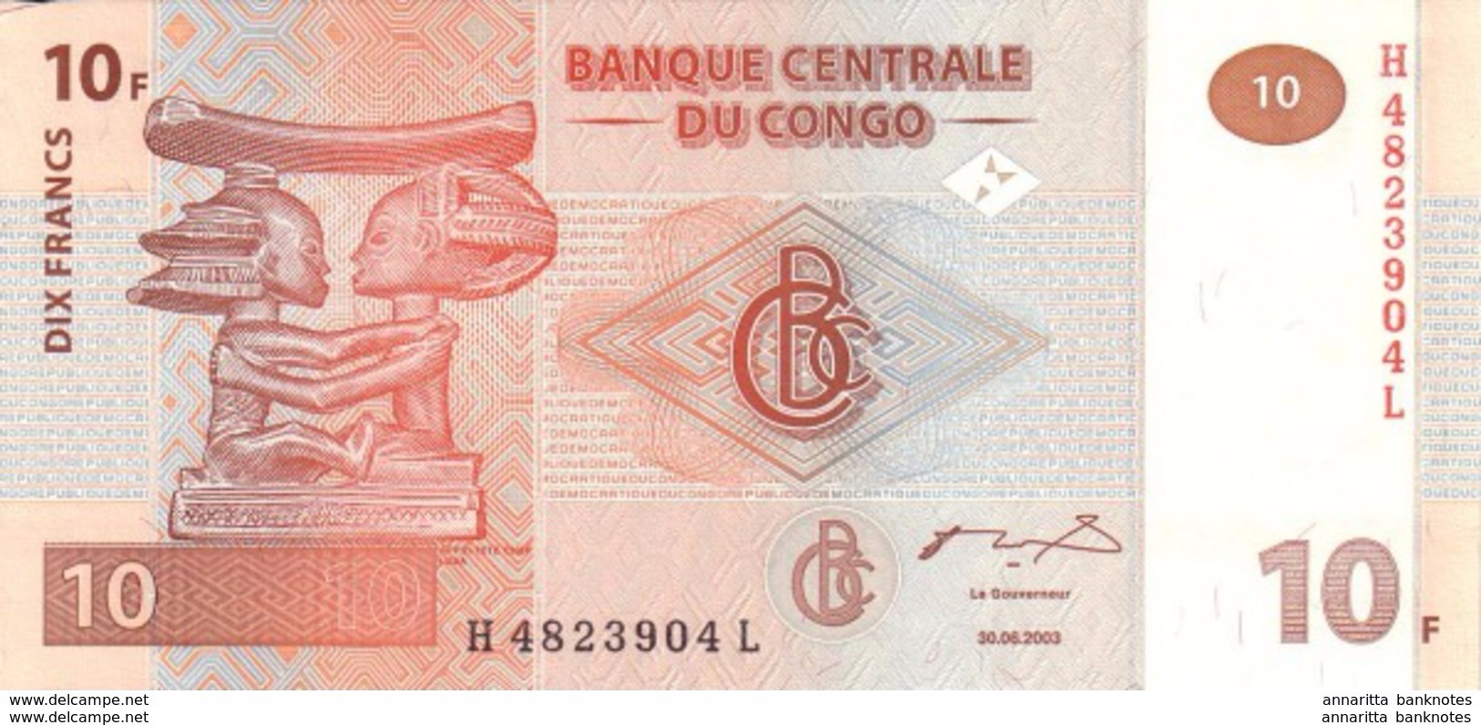 CONGO DEMOCRATIC REPUBLIC 10 FRANCS 2003 P-93 UNC [CD312a] - Democratic Republic Of The Congo & Zaire