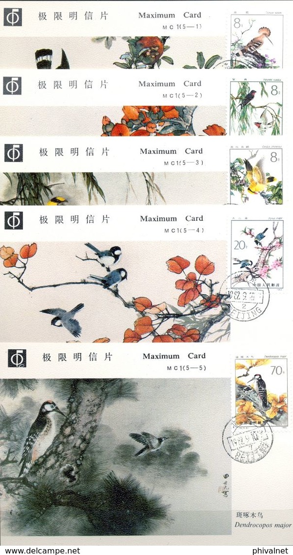 CHINA 1982 ,SERIE DE TARJETAS MÁXIMAS , AVES , BIRDS - Maximumkarten