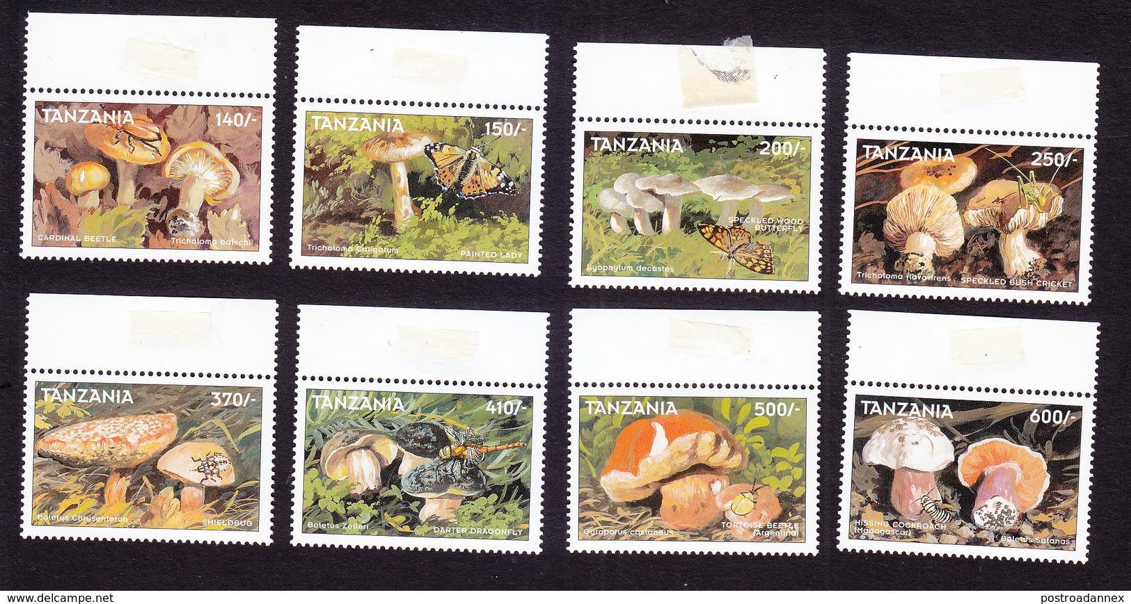 Tanzania, Scott #1738-1745, Mint Hinged, Mushrooms, Issued 1998 - Tanzania (1964-...)