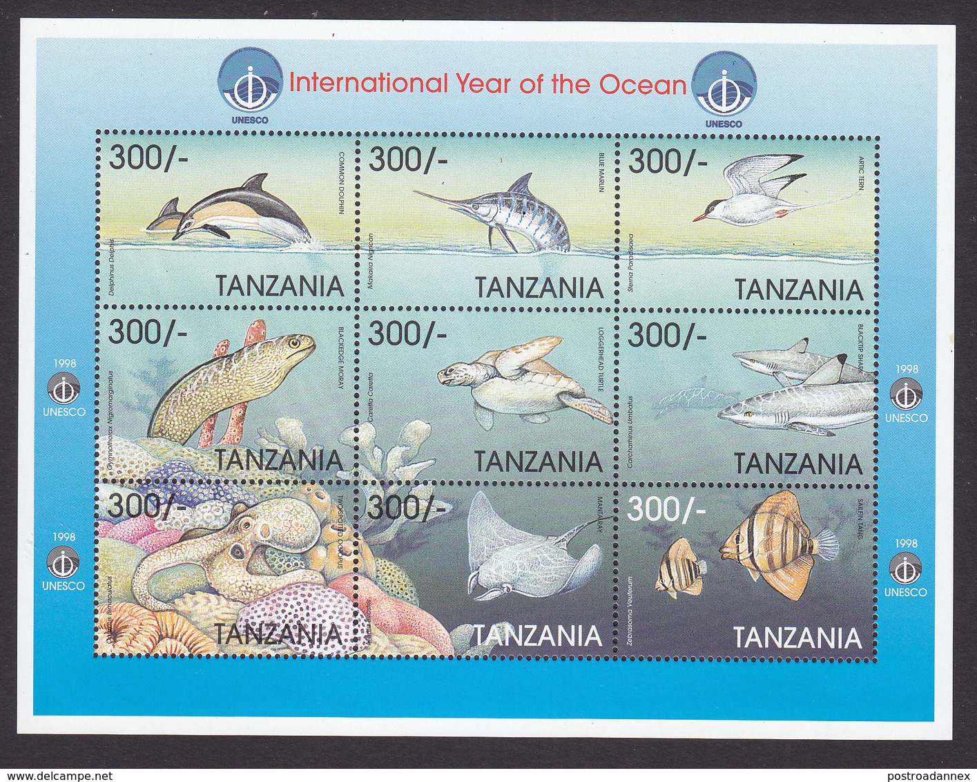 Tanzania, Scott #1734, Mint Never Hinged, Marine Life, Issued 1998 - Tanzanie (1964-...)