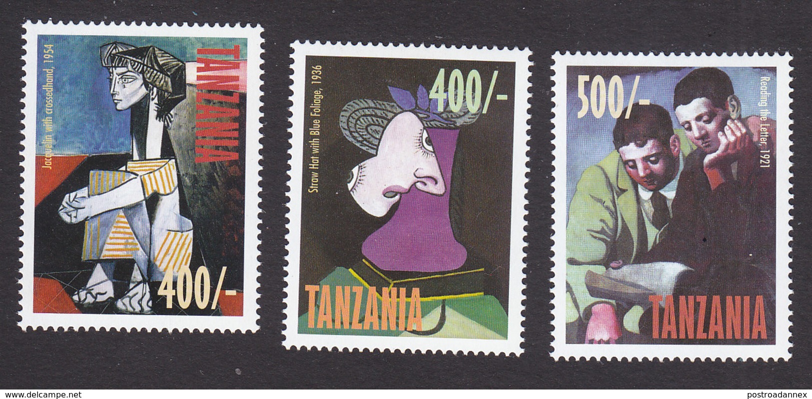 Tanzania, Scott #1759-1761, Mint Hinged, Art, Issued 1998 - Tanzania (1964-...)