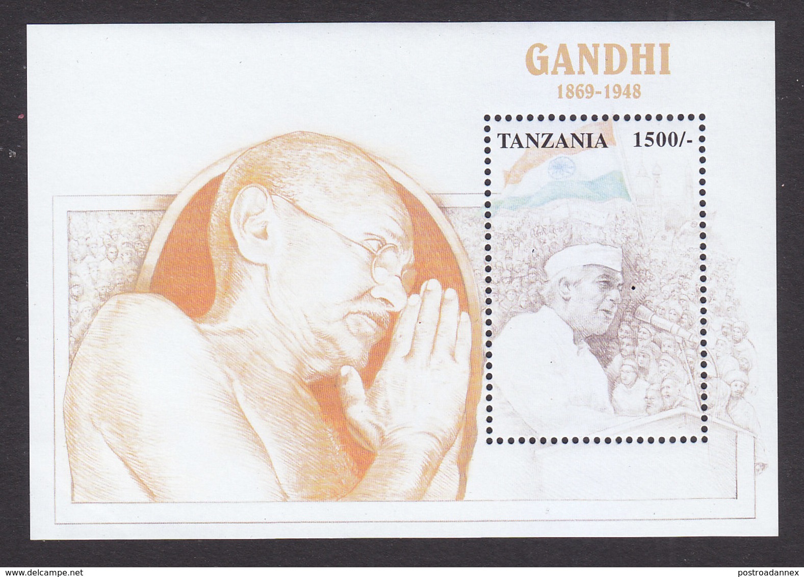 Tanzania, Scott #1764, Mint Never Hinged, Gandhi, Issued 1998 - Tanzania (1964-...)