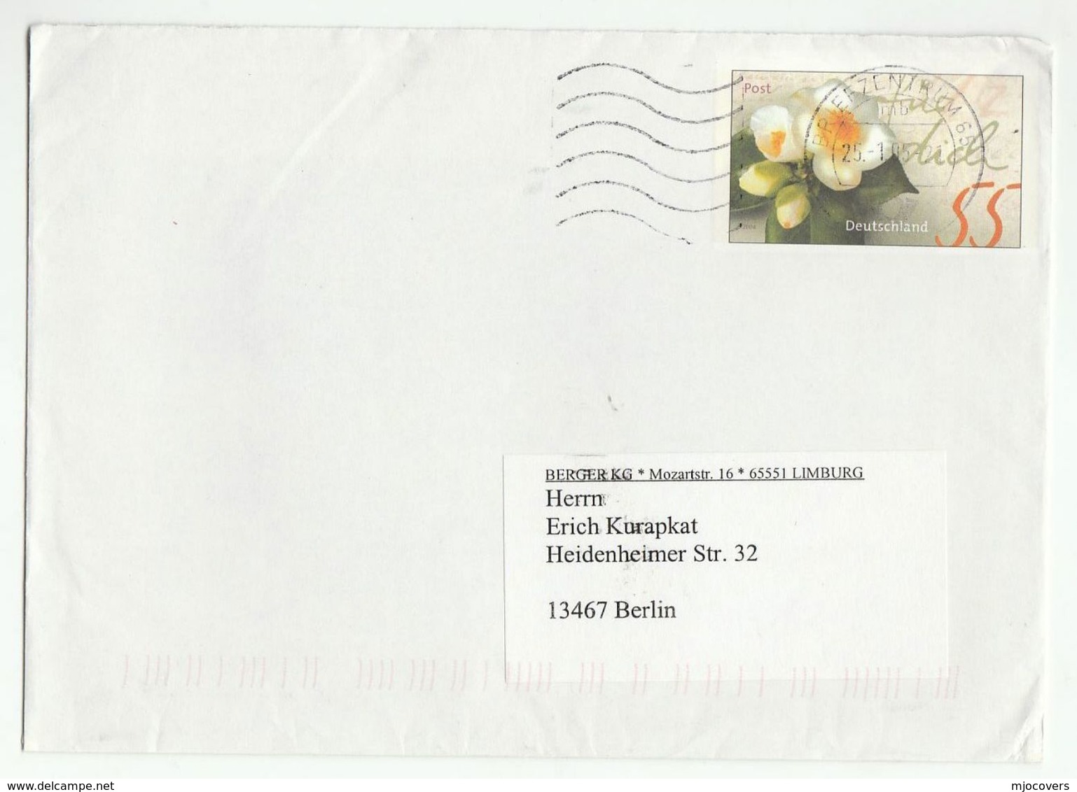 2005 GERMANY  Postal STATIONERY COVER FLOWER Stamps - Covers - Used