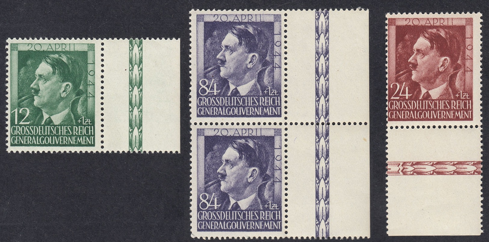 GENERALGOUVERNEMENT GERMANIA REICH - 1944 - Lotto 4 Valori Nuovi MNH:  Michel 117, 118 E 119 (2 Pezzi). - Occupazione 1938 – 45