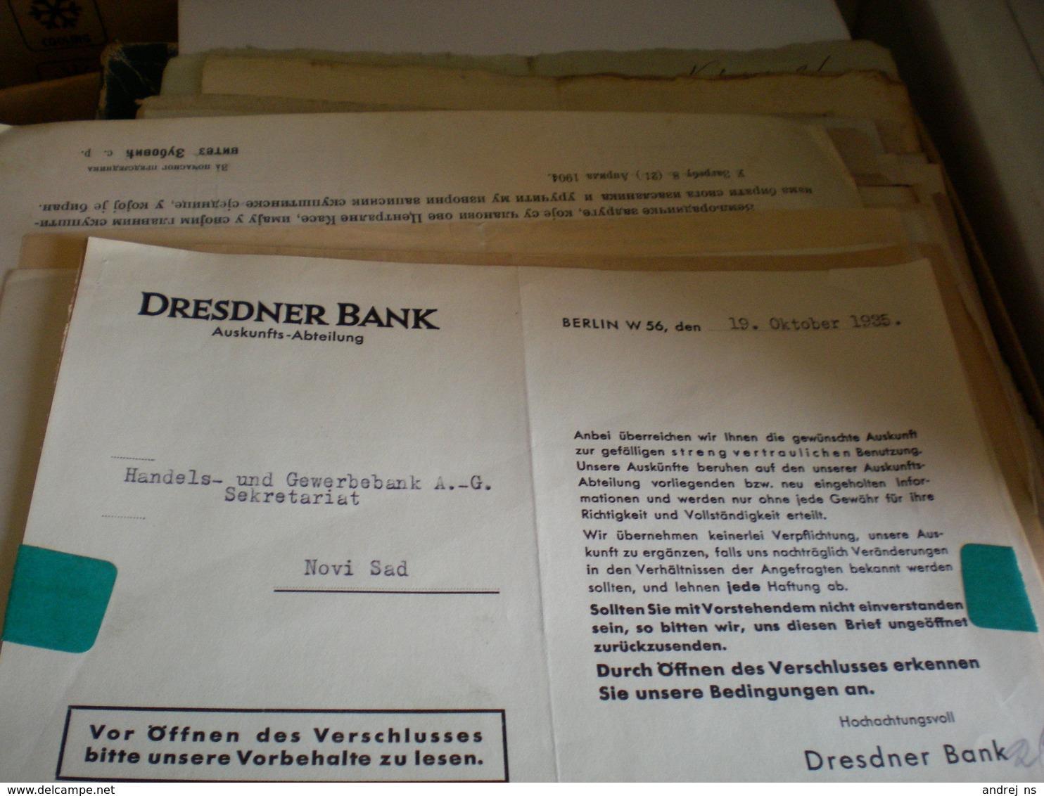 Berlin Dresdner Bank  1935 - Banco & Caja De Ahorros