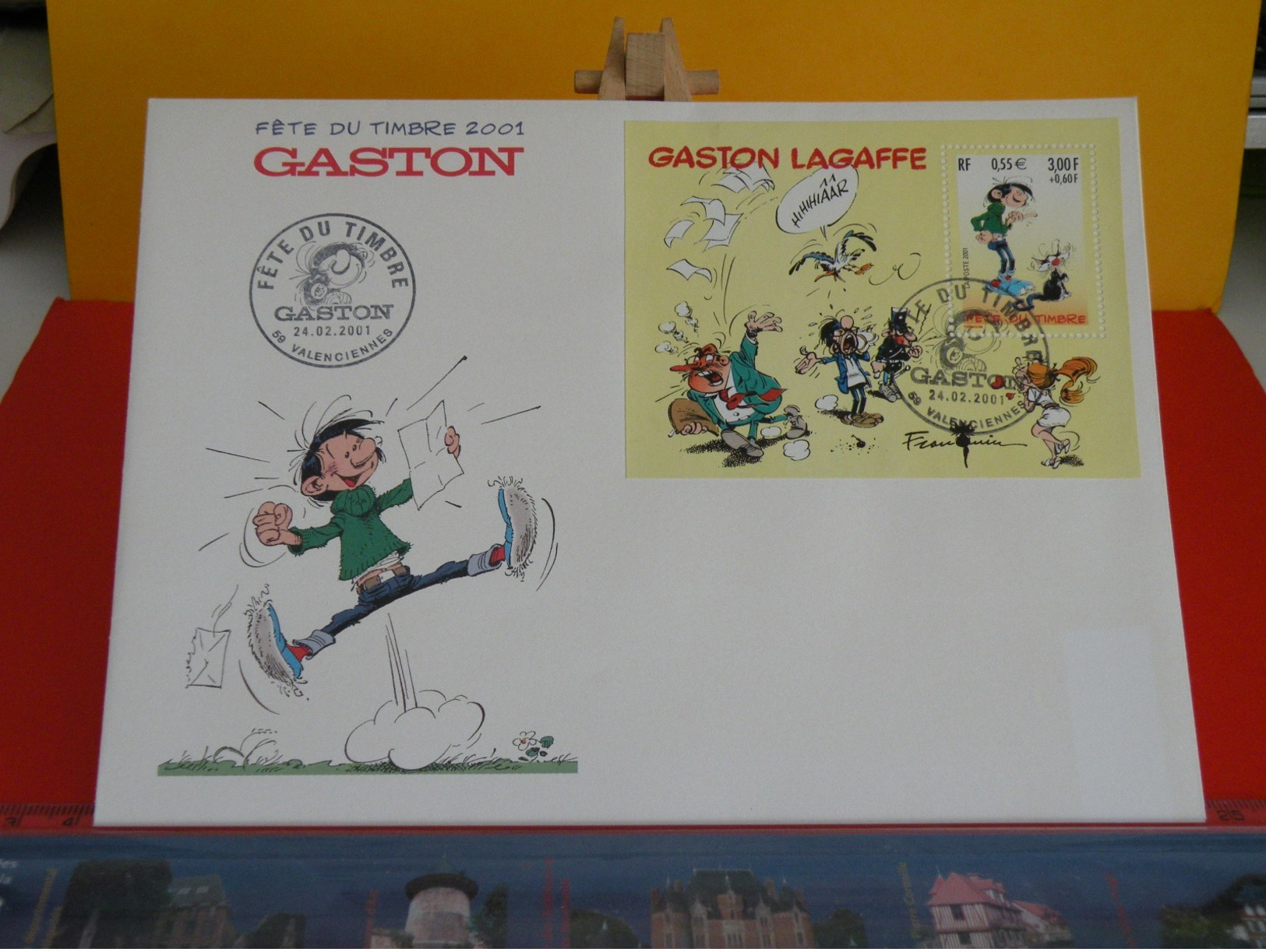 FDC > 2000-2009 >Fête Du Timbre 2002,Gaston Lagaffe > (59) Valenciennes- 24.2.2001>1er Jour FDC-Coté 5€ Grand Enveloppe - 2000-2009