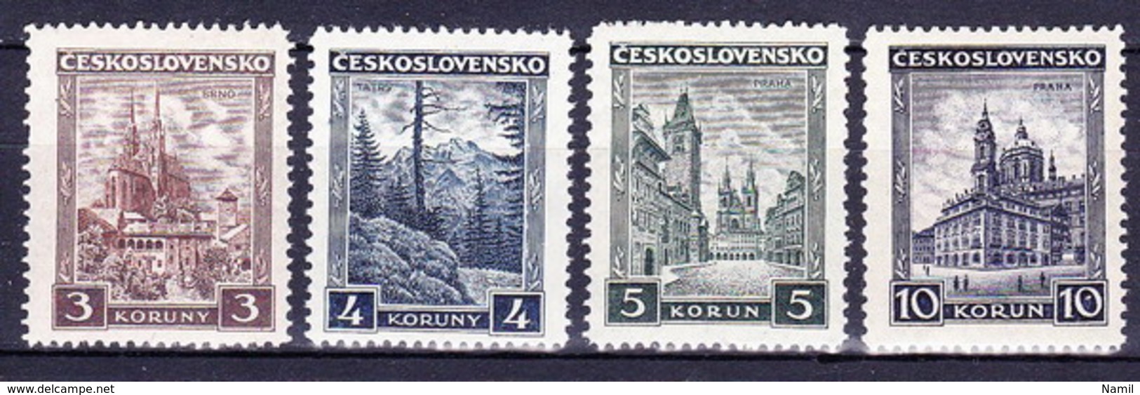 Tchécoslovaquie 1929 Mi 291-4 (Yv 263-6), (MH)*, Trace De Charnier Propre - Unused Stamps